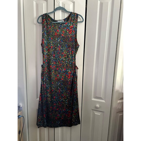 Louna Floral Sleeveless Midi Dress With Side Cut-Outs & Adjustable Ties - Multic - Picture 5 of 9